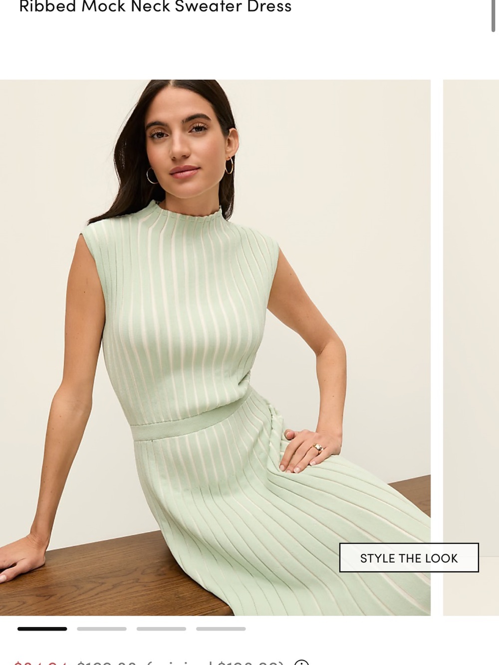 NWT Ann Taylor Mint Green Ribbed Mock Neck Midi Dress